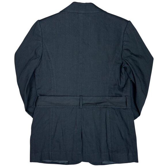 EUC Women's BROOKS BROTHERS Belted Linen Blazer Black | Size 6 - Picture 2 of 11